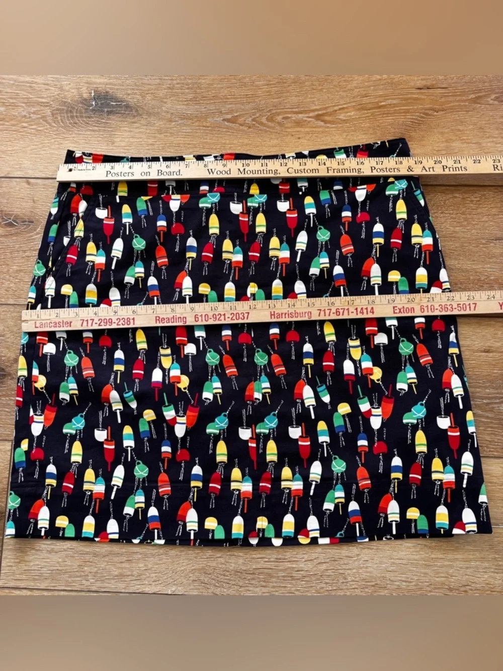 Talbots Size 16p Mini Skirt Nautical Fishing Buoy Novelty Print Comfort Stretch
